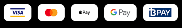 Accepted: Visa Debit, Mastercard Debit, Apple Pay, Google Pay, BPAY
